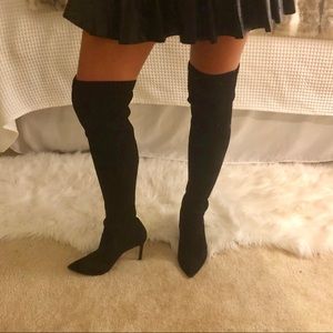 Over The Knee Sock style Black Stilettos Size 8